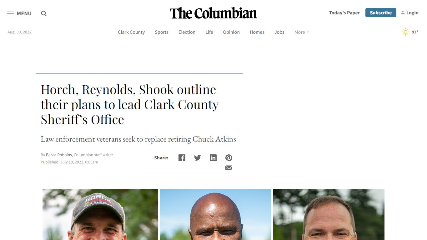 Horch, Reynolds, Shook outline their plans to lead Clark County Sheriff ...